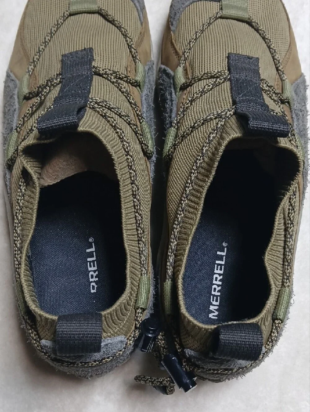 Merrell Jungle Moc Explorer Olive Green and Gray Slip-On Athletic Shoes Size 13